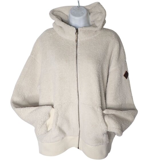 Burton Women's Lynx Full Zip Fleece Jacket L‎ Creme Brulee Snowboard Hooded - Picture 4 of 8